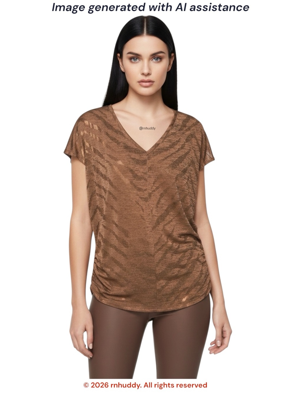 White House Black Market S copper gold zebra jetsetter top